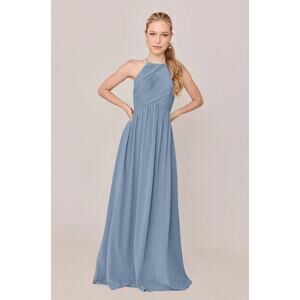 Revelry Mackenzie Chiffon Dress Size 4 French Blue Gown Bridesmaid Prom Wedding